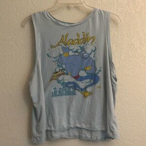 Disney Light Blue Aladdin Crop Top Tank with Genie